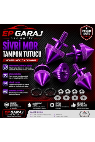 Universal Bütün Araçlara Uyumlu Sivri Mor Tampon Tutucu Sportif Ve Güçlü Görünüm
