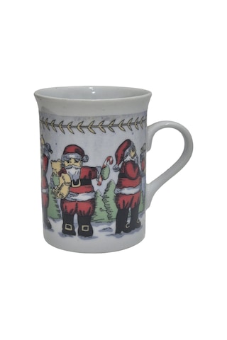 Vintage Noel Baba Figürlü Porselen Kupa 10cm Çok Renkli