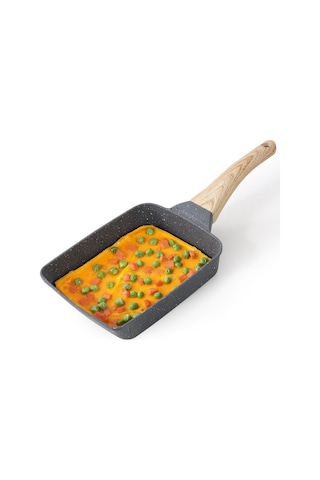 Teltree Yapışmaz Yeşil Japon Omlet Tavası - Alüminyum Tava İle Kolay Pişirme Siyah