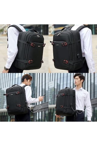 Wiersoon W50306 Genişletilebilir 42l Seyahat Laptop Sırt Çantası Siyah
