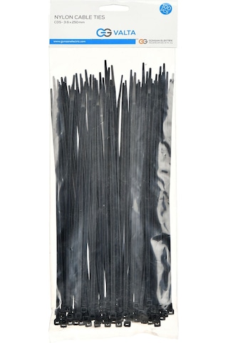 Günsan Siyah 100'lü Kablo Bağı (10cm x 2.5mm)