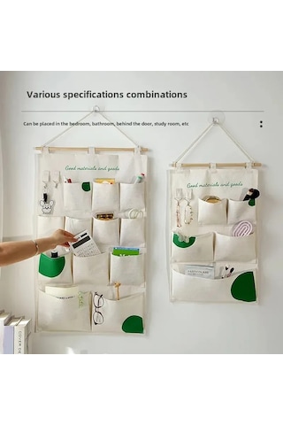 Konesam Duvar Montlu Çok Amaçlı Depolama Çantası, Pamuklu Kumaş, 12 Bölmeli Yeşil Noktalı, Dormitorio, Yatak Odası, Mutfak, Banyo İçin Diğer