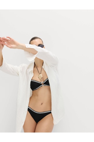 Marks & Spencer Dikiş Detaylı Yüksek Bel Bikini Altı Siyah Mix