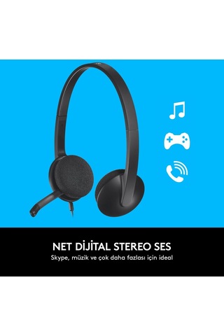 Logitech H340 981-000475 Kablolu Mikrofonlu Kulak Üstü Kulaklık