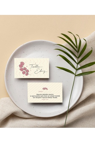 Çift Yön Çiçek Desenli Teşekkür Kartı Thank You Cart Pytktskk20