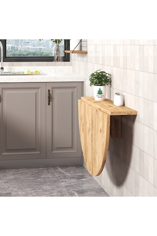 90x60 cm Çam MDF Yuvarlak Açılır Kapanır Duvara Monte Masa