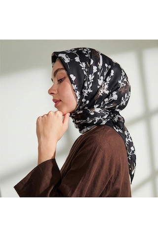 İpekevi Twill İpek Eşarp - Vintage Silhouette - Siyah Siyah