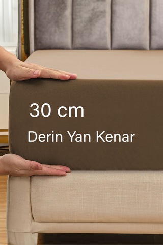 Ranforce Gri Pamuklu Tek / Çift Kişilik Battal Tam Kenar Lastikli Çarşaf 14 Renk Fıtted Kahverengi