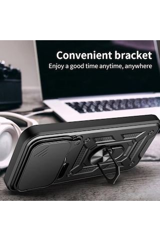 Caseonn Xiaomi 17 Pro Kılıf Sürgülü Kamera Korumalı Yüzüklü Mıknatıslı Tank Kapak Lacivert