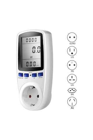 Dijital Lcd Enerji Ölçer Wattmetre İzleme Cihazı Watt Elektrik Kwh Güç Ölçüm Çıkış Analizörü