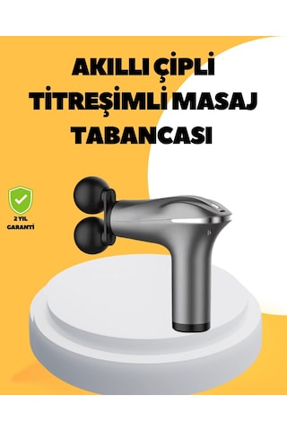 Şarjlı 4 Başlıklı Titreşimli Masaj Aleti Derin Kas Masajı Sporcu Destekli Açık Bej