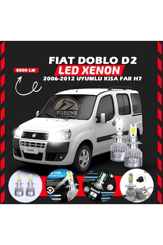 Fiat Doblo D2 2006-2012 Kısa Far Uyumlu Şimşek Etkili Led Xenon Performance Series H7
