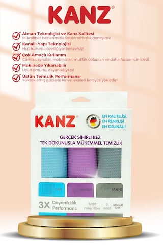 Kanz Mikrofiber Temizlik Bezi 3'lü 40 x 60 CM