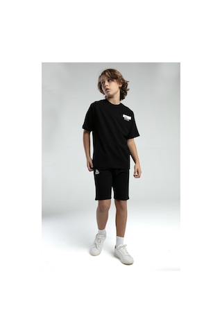 Kappa 36225 Erkek Çocuk Şortlu Pijama Bermuda Takım Siyah