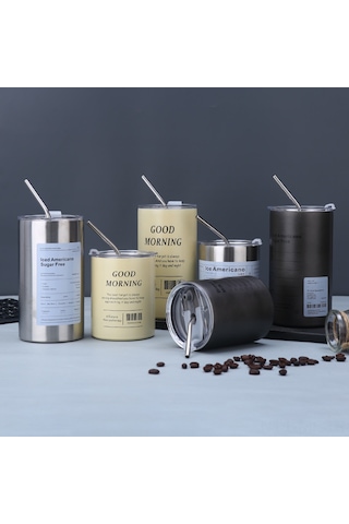 Mufunye 304 Çelik Matara, Büyük Kapasite 320ml , İki Yollu İçim, Sürekli Soğuk, Taşınabilir, Outdoor Kullanım, Beyaz