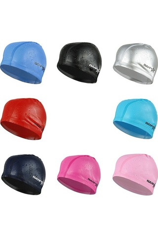 Dm Yetişkin Unisex Pu Kaplamalı Su Geçirmez Rahat Yüzme Bonesi Siyah Siyah