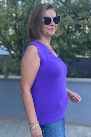 Mia Butik Kadın Lina Mor Merserize Kolsuz Bluz Mor