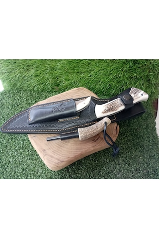 Tctknives El Yapımı Av Kamp Kılıflı Bıçak 003 Kahverengi - Krem