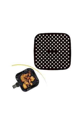 Buffer Siyah Isıya Dayanıklı Yıkanılabilir Silikon Fırın Ve Airfryer Kare Model Pişirme Matı 21,5 C Çok Renkli