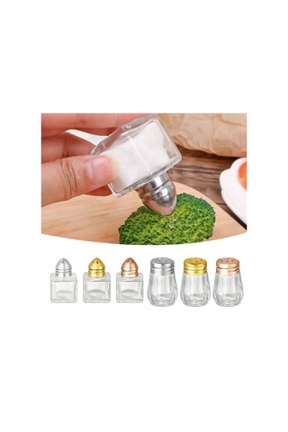 Kapaklı 10/15ml Baharat Şişesi Şeffaf Cam Tuz Kavanozu Dayanıklı Baharatlıklar Barbekü 5