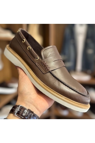 Alza %100 Hakiki Deri Erkek Loafer Günlük Rahat Ve Şık Ayakkabı - Kahverengi