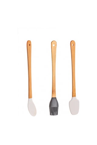 Porsima Mien Mini Silikon Kaşık Fırça Spatula Servis Seti 3'lü