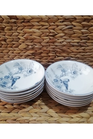 Güral Porselen Kuş Model 17 Cm 12 Adet Çukur Tabak