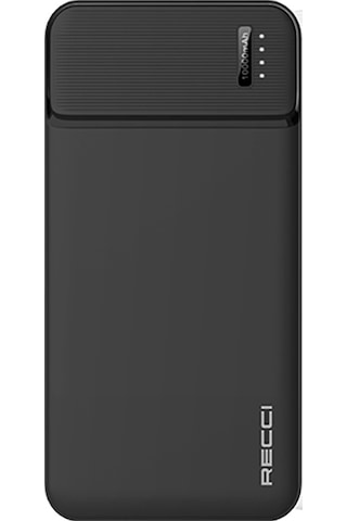 Recci Rpb-n16c Ultra İnce Hızlı Şarj Özellikli Led Işık Göstergeli Wireless Powerbank 10000mah Siyah Siyah