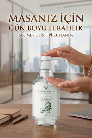 6'lı 500 Ml Sprey Yeşil Beyaz Kolonyası, Ofis Kolonyası, Masa Üstü Kolonya, Banko Kolonyası