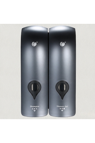 Gajeena Duvarlı Elmas Sabun Dispenseri, 2'li Başlıklı, 300ml 2, Duş Jeli Ve Şampuan Depolayıcı, Deliksiz Kurulum, Gri Gri