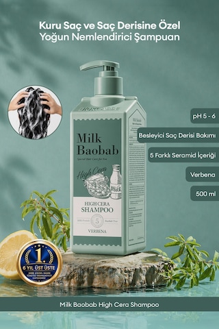 Kuru Saçlara Özel Yoğun Nemlendirici Şampuan Mılk Baobab High Cera Shampoo Verbena