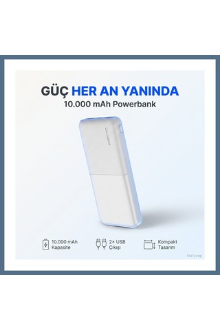 Buradabulabilirsin Snapmax Snp-3009 Beyaz 10.000 Mah Powerbank 2x Usb Çıkışlı 1 Type-c Ve 1 Micro Girişli Bbz