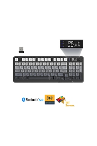 Miaxtreme Freewolf M96 2.4g+bt5.0 Triple Mebran Sessiz Tasarım Tft Led Ekranlı Reinbow Gaming Oyuncu Klavye