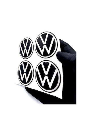 Yeni Nesil Tasarım Damla Sticker Siyah Volkswagen Jant Göbeği 5.5cm Uyumlu