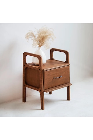 Woodesk Gece, Ahşap, Çekmeceli Komodin, 50x65 Tik Renk