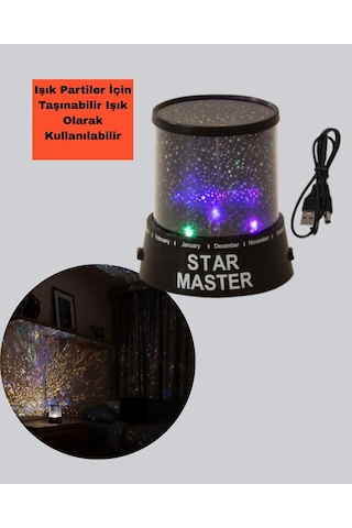 Northcity Galaxy Efektli Led Projektör Taşınabilir Yıldız Gece Lambası - Atmosfer Yaratın Açık Renk Ahşap