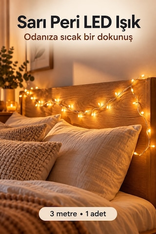 3 Metre Sarı Gün Işığı Peri Led Flaşlı Dekoratif Işık