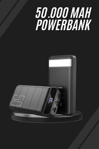 Taşınabilir Powerbank 50.000 Mah 4 Girişli Hızlı Şarj Led Göstergeli Fenerli Şarj - Lisinya