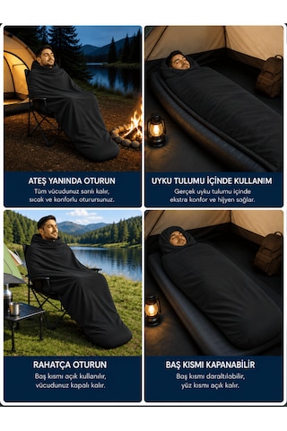 Beylini Kamp Uyku Tulumu Nefes Alır Jarse Esnek Kumaş Dayanıklı Taşıma Çantası Hediyeli Uyku Tulumu Konforlu Yıkanabilir Gezi Outdoor Av Balık Festival Siyah