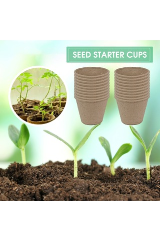 Neevoyu 100 Adet 8cm Biyodegradable Fidan Suketi + 100 Bitki Etiketi + Fidan Çekici - Organik Toprak Dostu Fidan Yetiştirme Seti