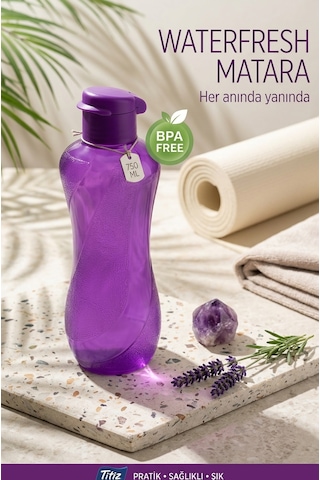 Renkli Suluk Matara 750 Ml Kokusuz Suluk, Okul Suluğu, Spor Suluğu, Plastik Suluk Mor