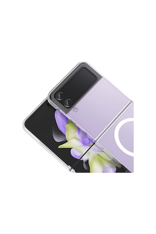Samsung Uyumlu  Galaxy Z Flip 4 Kamera Korumalı M-safe Şarj Özellikli Şeffaf Zore London Sert Pc Kapak - Şeffaf Şeffaf