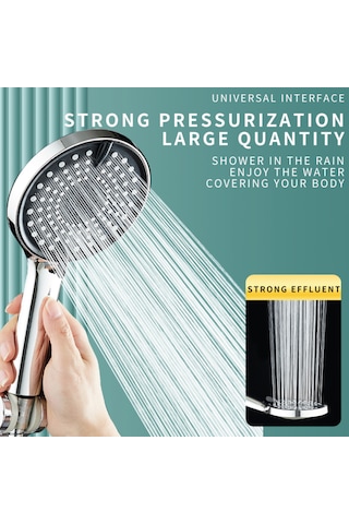 Siyah Yuvarlak Yeni Nesil 3 Fonksiyonlu Duş Başlığı El Duşu Krom - Siyah