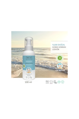 Incıa 100% Natural After Sun Losyon Güneş Sonrası Organik Aloe Vera Nemlendirici Rahatlatıcı 100 ML
