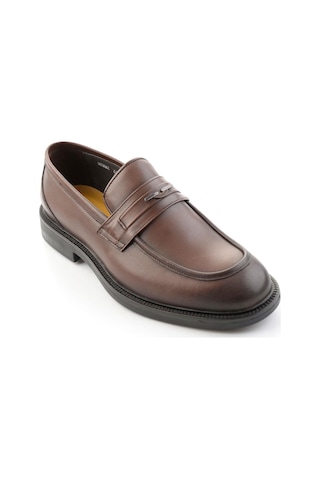Kahve Antik Hakiki Deri Erkek Loafer Ayakkabı E01648629041