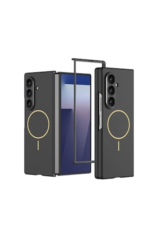 Lexroo Samsung Galaxy Uyumlu Z Fold 7 Wireless Şarj Özellikli Kıpta Mag Safe İnce Kılıf - Siyah