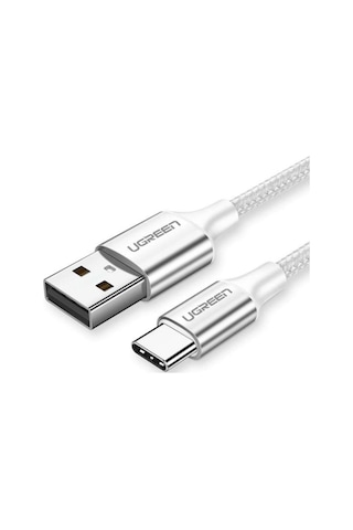 Ugreen Usb-c - Usb-a 3a Qc Örgülü Hızlı Şarj Kablosu, 1 M, Gümüş Beyazı, 60131