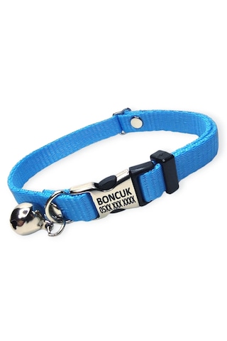 Metal Kilitli İsimli Kedi Ve Köpek Tasması, Turkuaz Renk Tasma