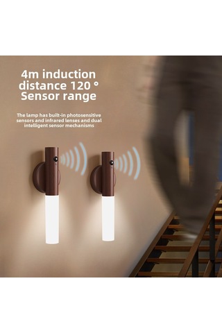 Symbee Akıllı Vücut Algılayıcı Led Gece Lambası - Ev, Merdiven, Dış Mekan İçin Şarj Edilebilir Acil Işık Beyaz Ahşap Rengi, Tek Renk Diğer