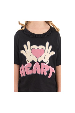 Ahengim Kız Çocuk Takım Heart Baskılı Çocuk Taytlı Alt Üst Takım Trend Pamuklu Ak2518 Siyah